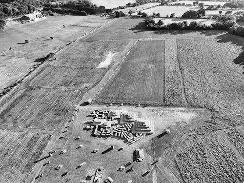 Aerial View of Recreation Area Among Fields