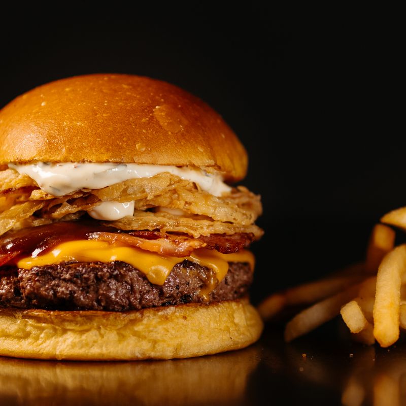 Family-Friendly Beef Burgers with Crispy Fried Onions and American Cheese