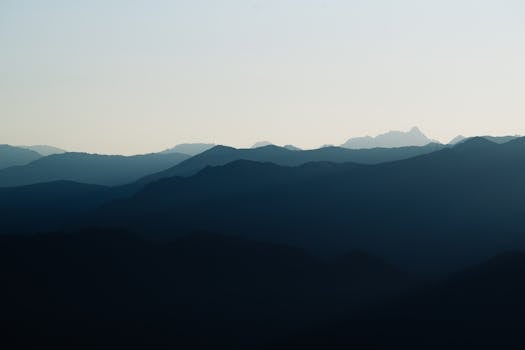 Captivating silhouettes of mountain ranges in Rize, Turkey at dusk, creating a tranquil scene.