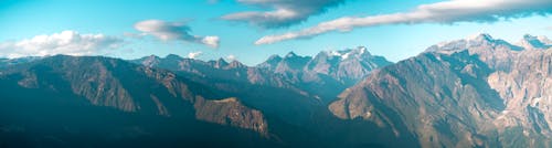 panorama of mountains and snow capped mountains