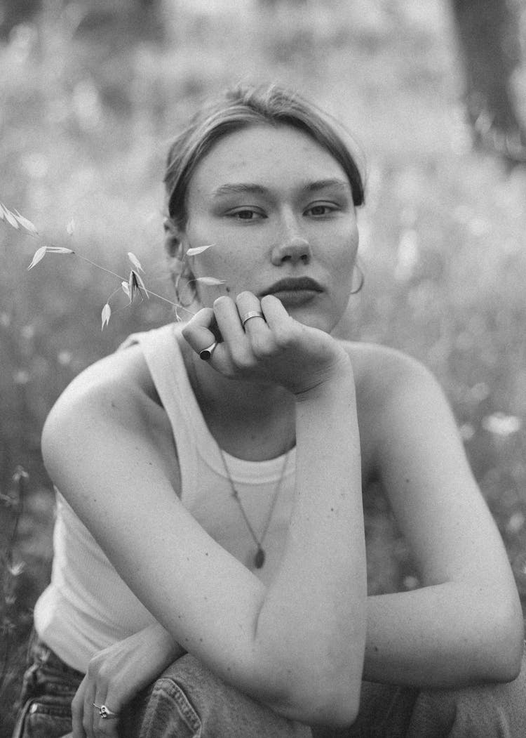 Woman Portrait In Black And White