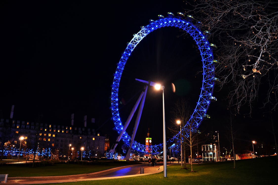 Free Stock Photo Of Giant Ferris Wheel London Eye At Night London Uk