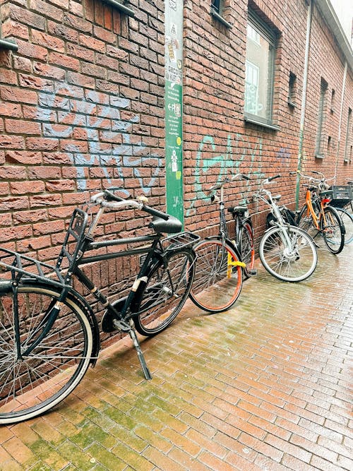 Bikes on a Street in Amsterdam 