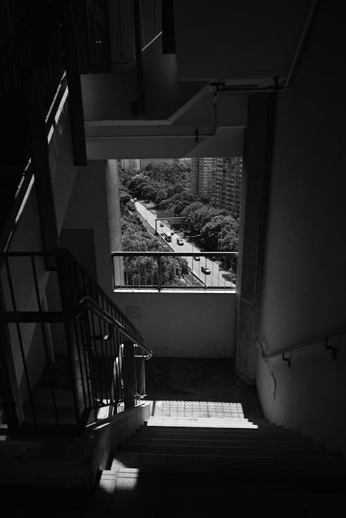 Window on a Staircase in Black and White