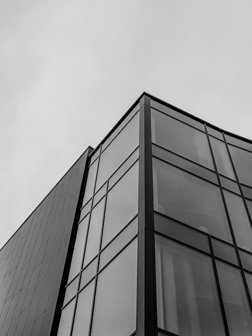 Corner of Office Building in Black and White