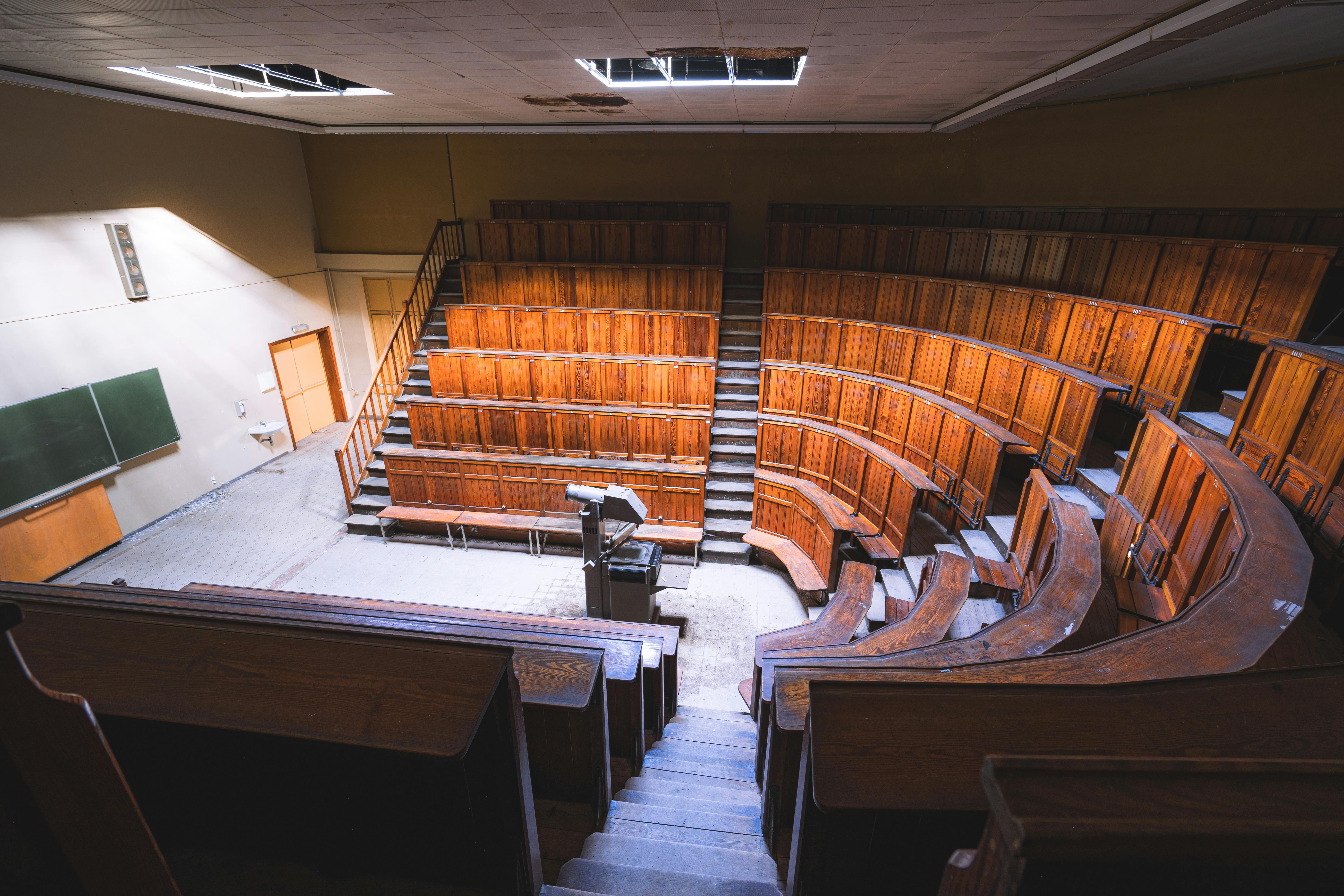 urbex old abandoned lecture hall somewhere in belgium