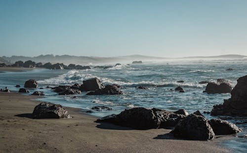 Rocks and Beach on Sea Shore