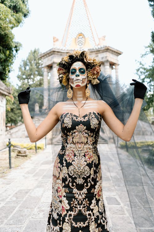 Woman in a Costume and Makeup for the Day of the Dead Celebrations in Mexico 