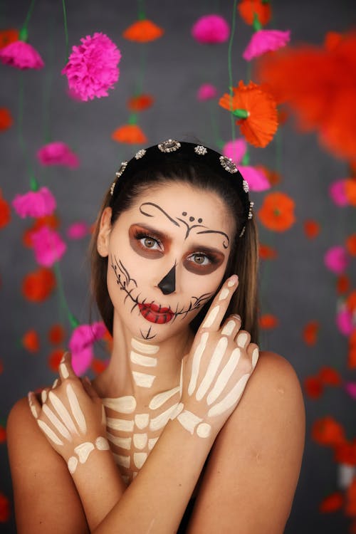 Portrait of a Woman in Sugar Skull Makeup 