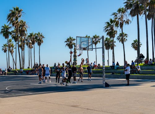 Young Men Playing a Basketball