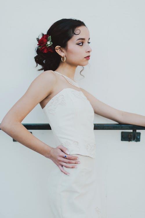 Brunette Woman in White Clothes