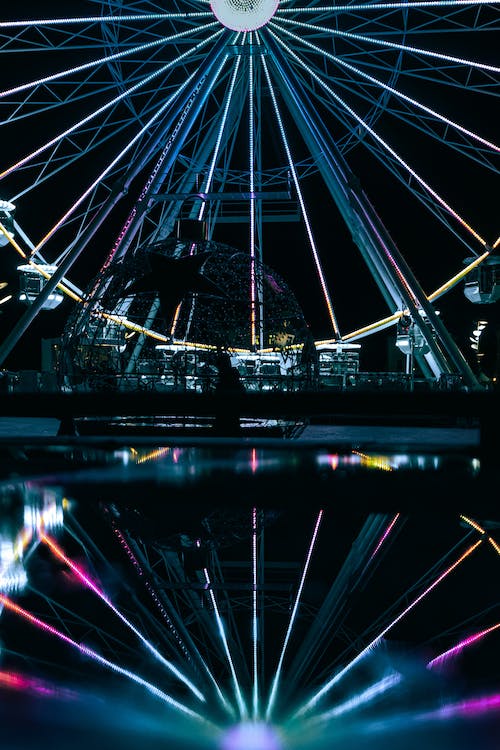 Ferris Wheel and Reflection at Night