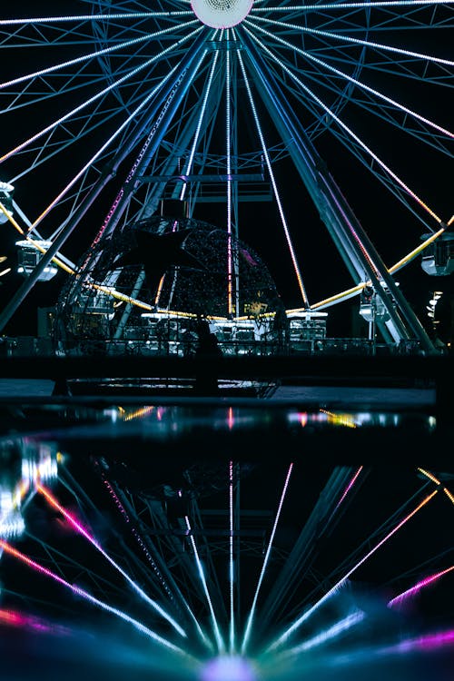 Ferris Wheel and Reflection at Night