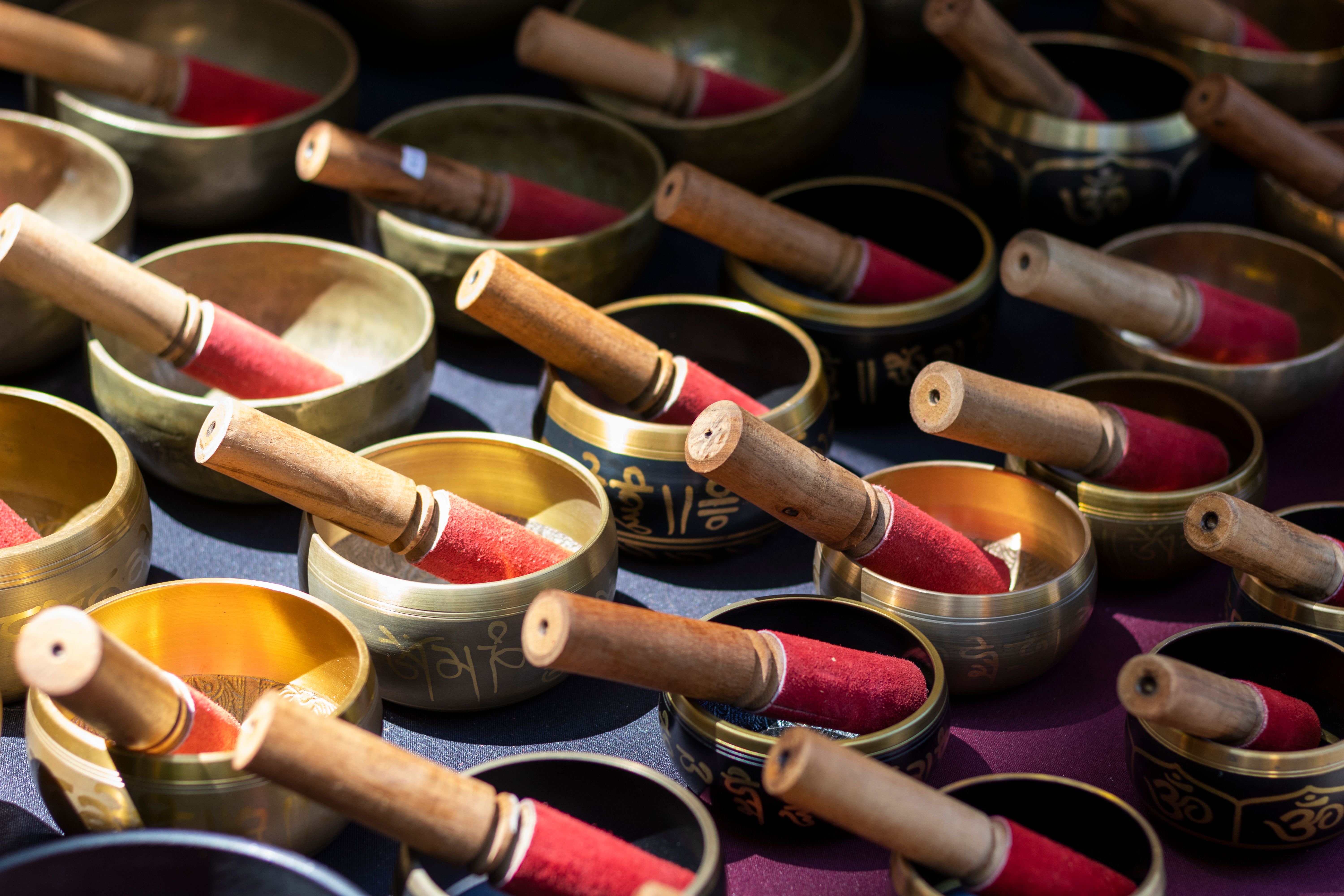 Traditional brass singing bowls from Nepal