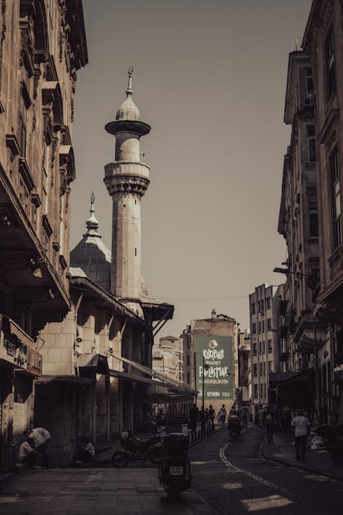 Minaret of Hobyar Mosque in Istanbul