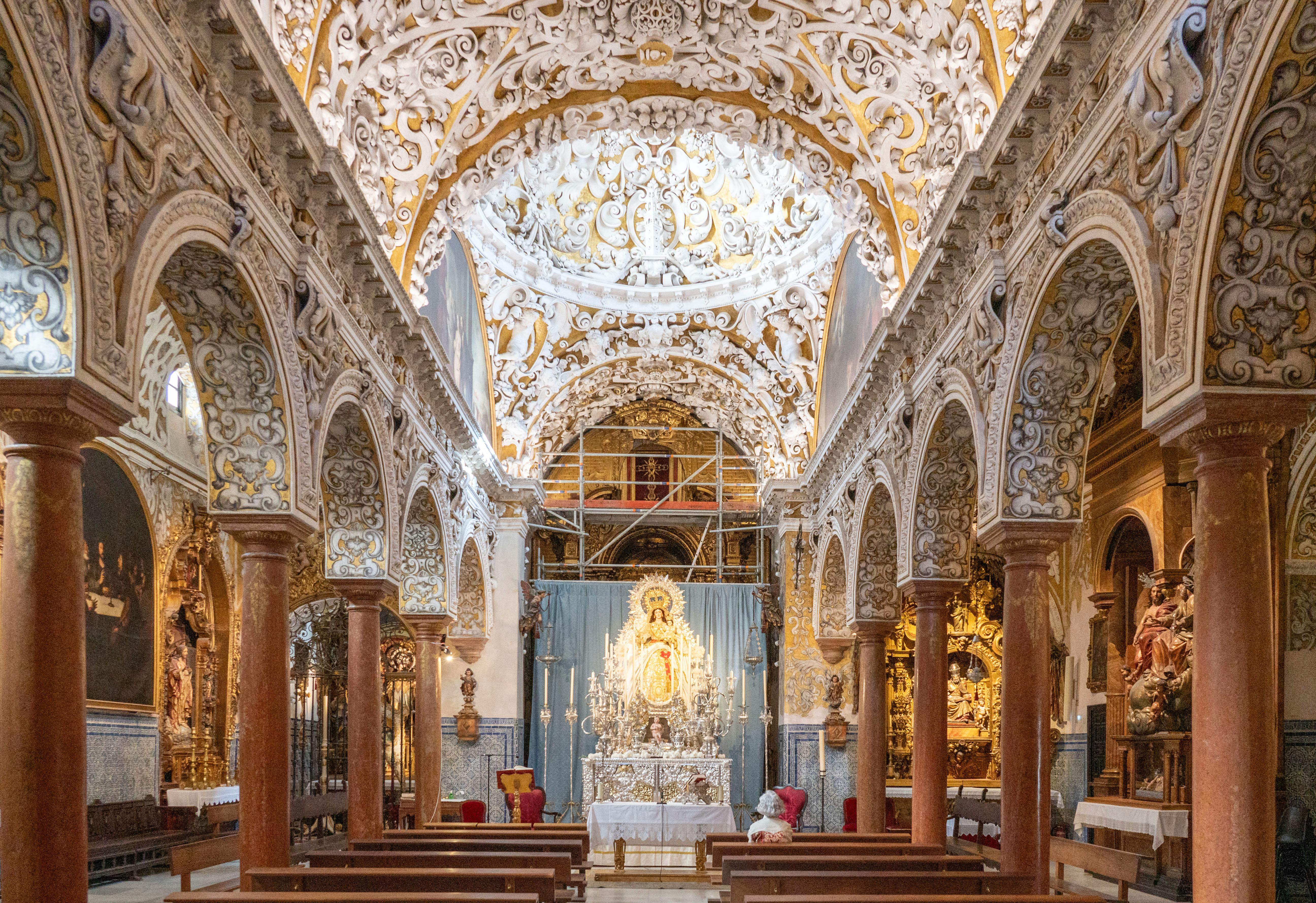 interior of church of santa maria la blanca in seville in spain