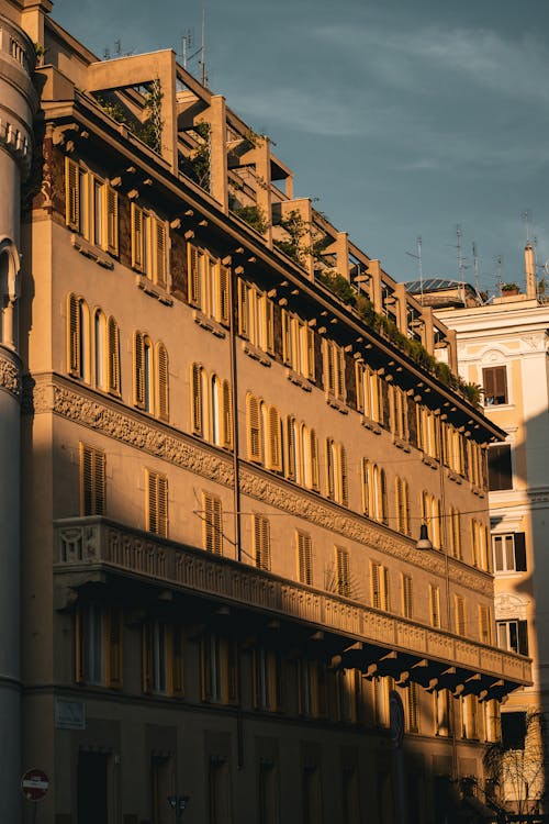 Facade of a Building with a Long Balcony