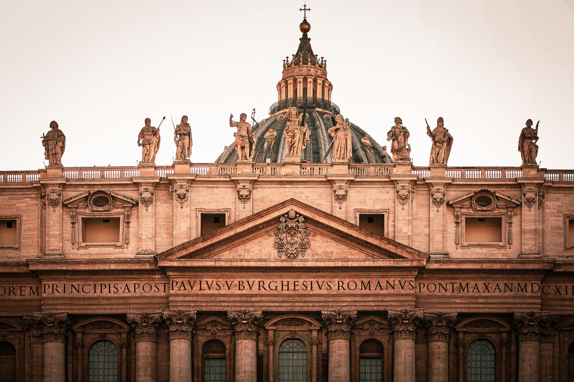 Statues on St Peters Basilica in Vatican
