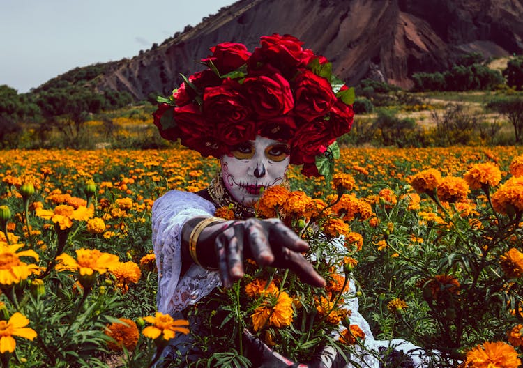 Catrina In Field Of Marigolds