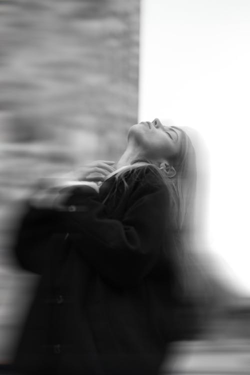 Blurred Woman Portrait in Black and White