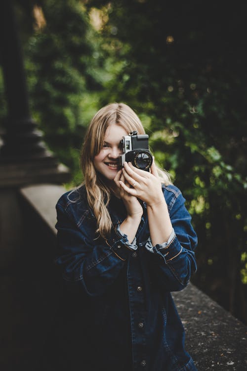 Femme, Prendre Photo, Utilisation, Reflex