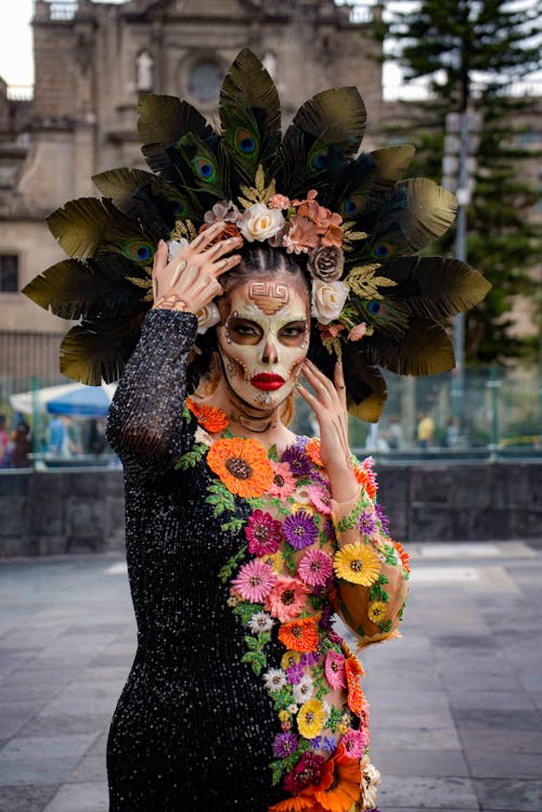 Portrait of a Young Woman Wearing a La Calavera Catrina Costume