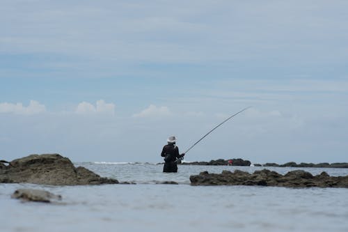 Man Fishing in a Shore 