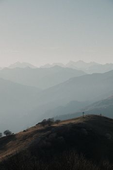 Serene view of the Mottarone mountain range, capturing its layers and beauty.