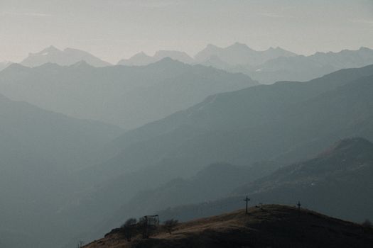 Captivating view of Mottarone, Italy's serene mountain landscape at twilight.