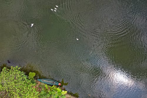 Green Kayak Near on Deck