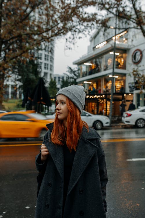 Pretty Red Haired Woman in Coat