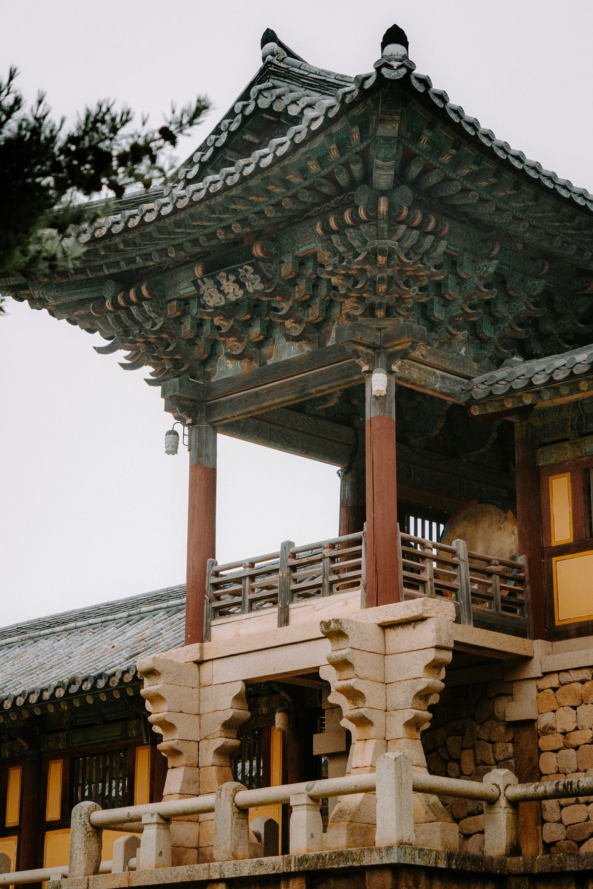 Detailed traditional Korean temple architecture at Bulguksa
