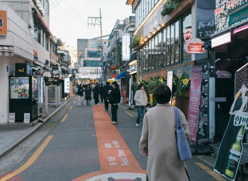 Pedestrians Walking on the Streets of Seoul, South Korea 