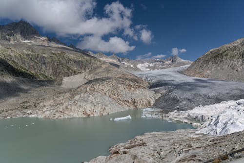 Scenic View of Rhone Glacier in Swiss Alps