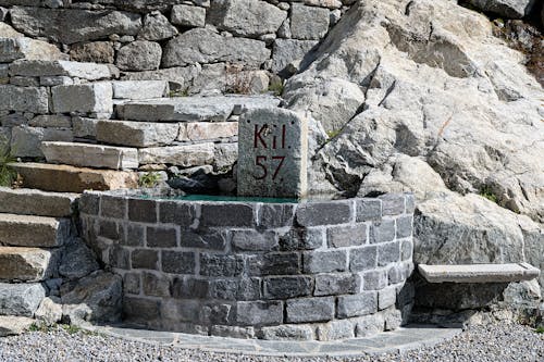 A Fountain and Stairs in the Ruins of a Building 