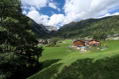 Picturesque Mountain Village in a Valley