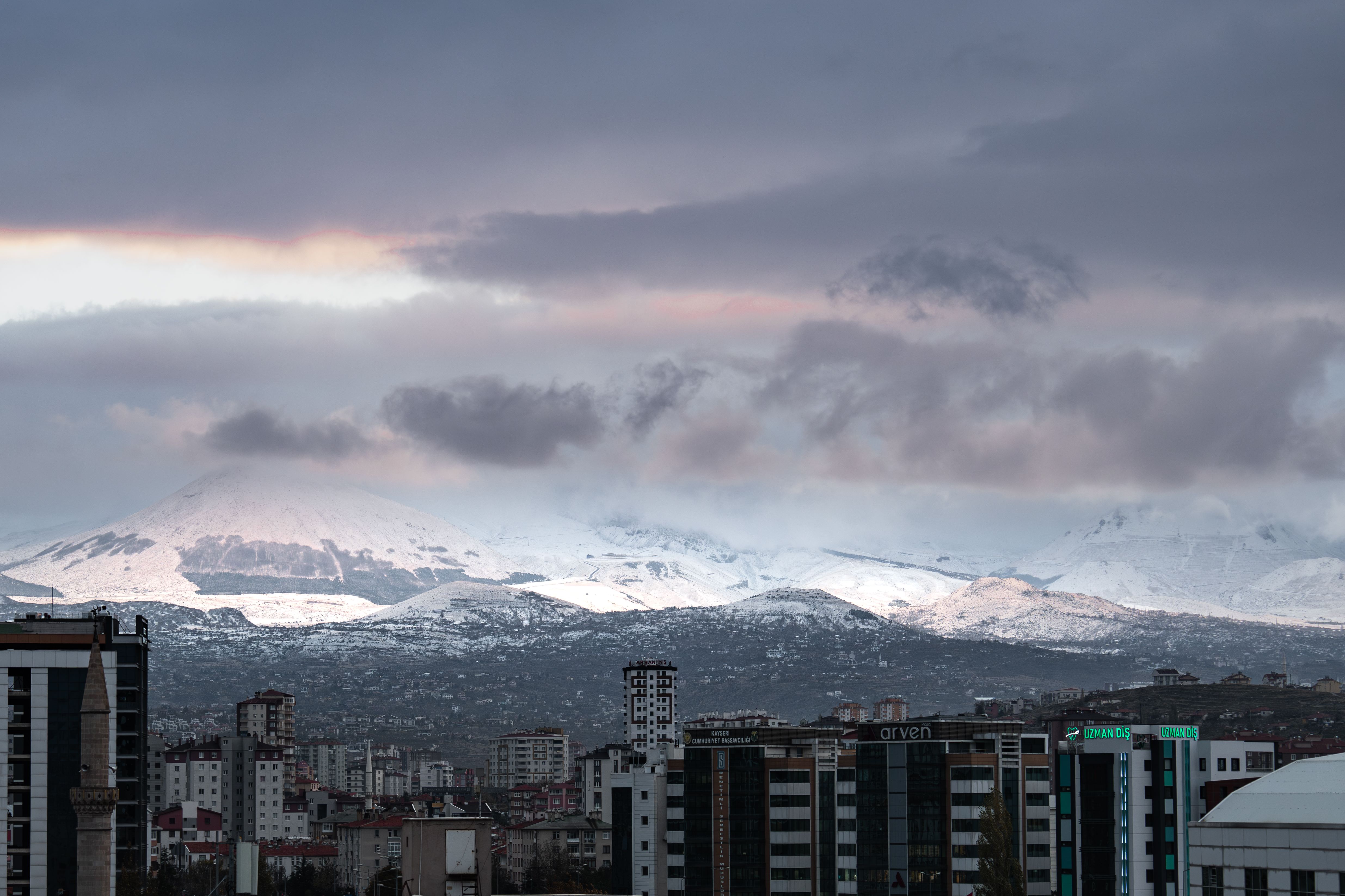 Winter Panorama of a City in a Mountain Valley · Free Stock Photo