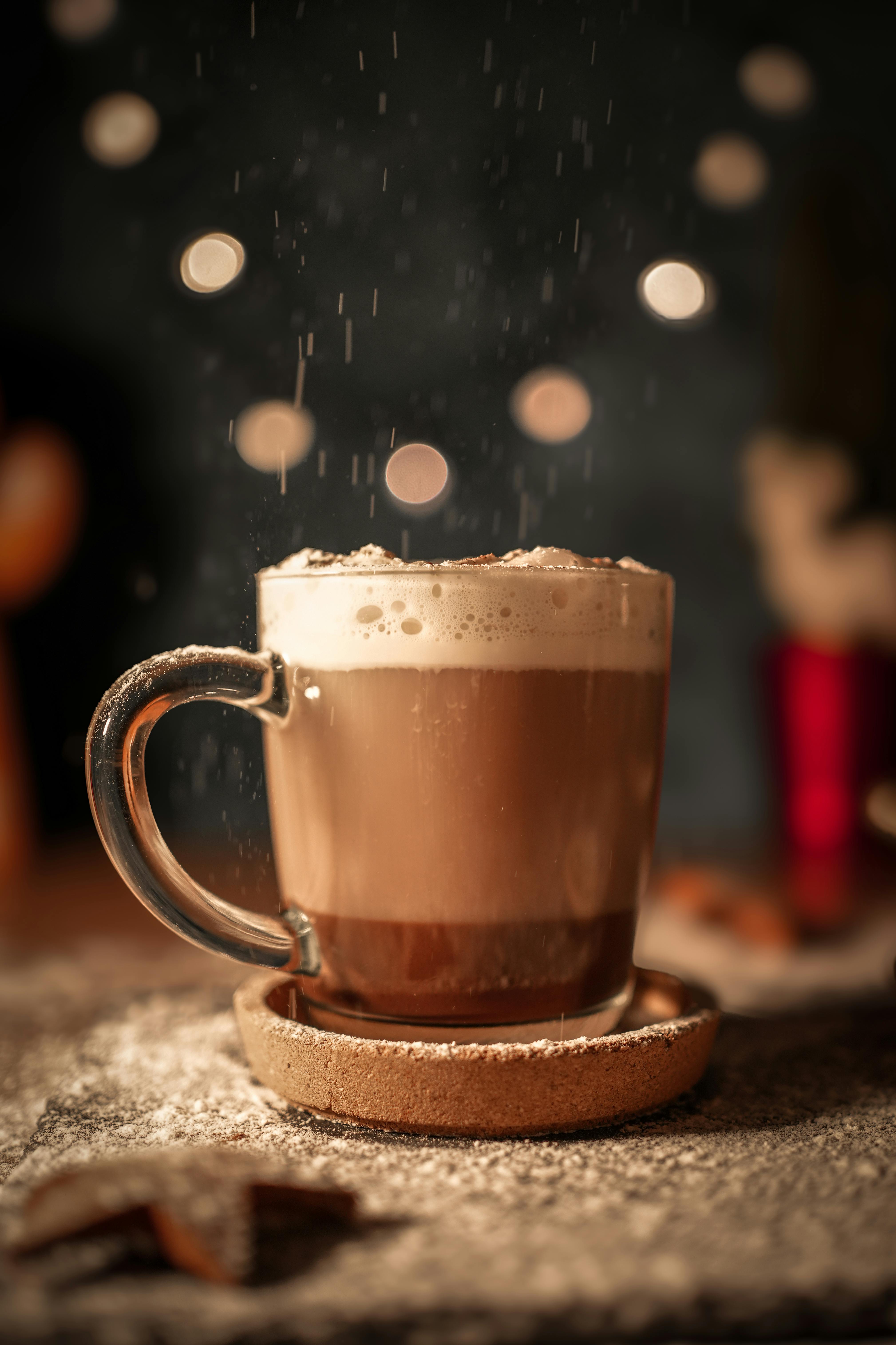 christmas time cakes and hot chocolate