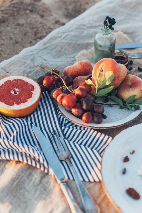 Fruit arranged on a cloth — photo by Elina Sazonova on Pexels