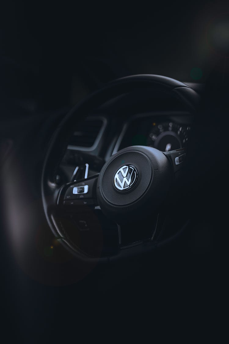 Steering Wheel With Logo Of Volkswagen