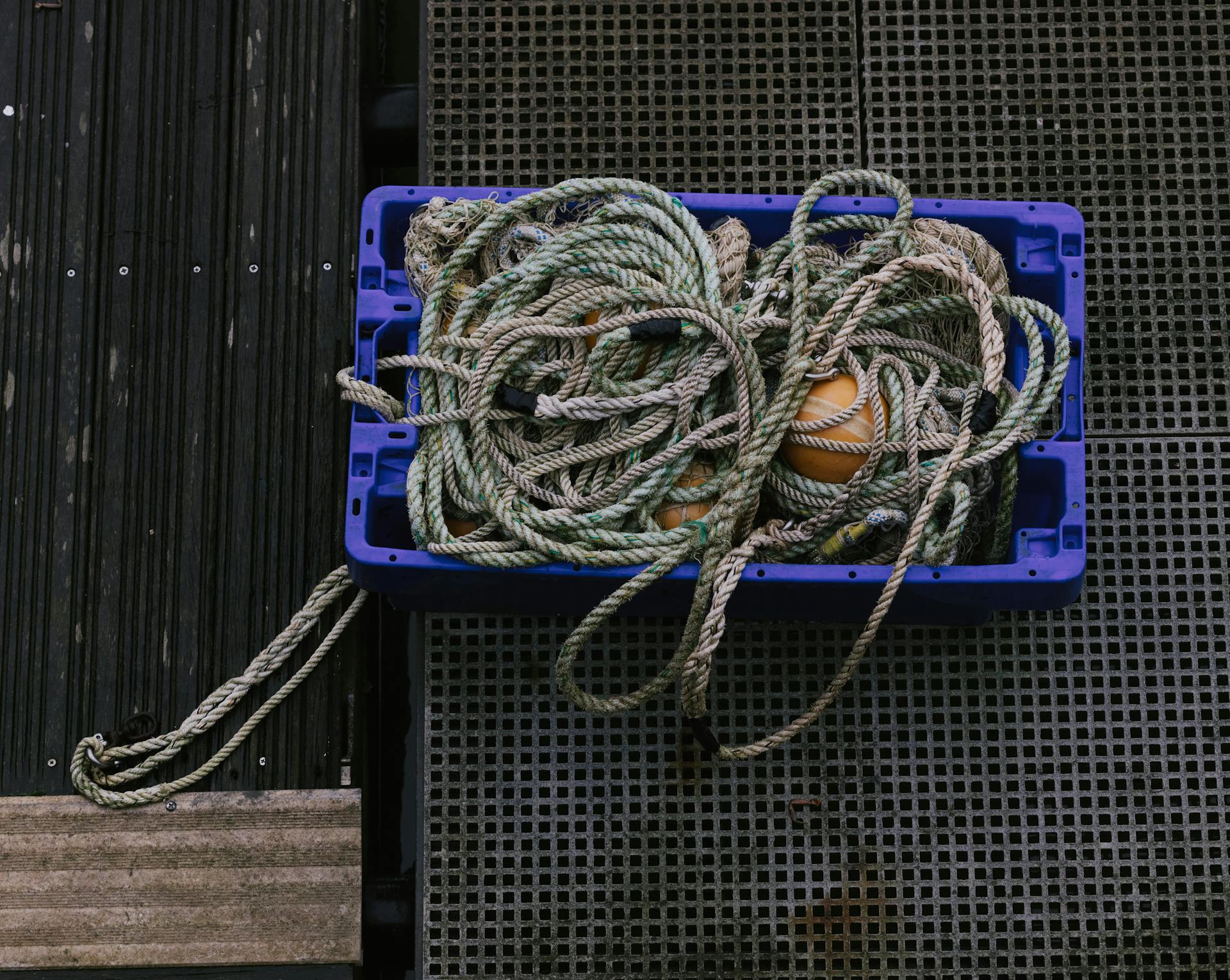 Rope in Plastic Box on Jetty