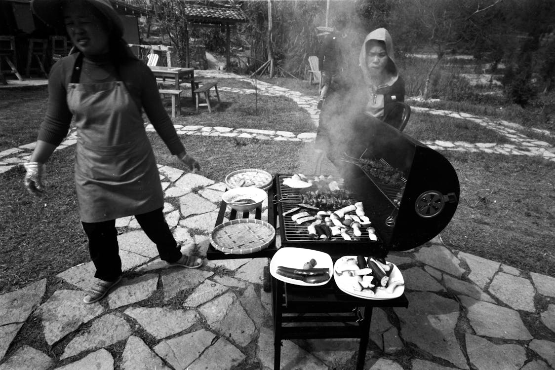 Darmowe zdjęcie z galerii z azjatki, barbecue, czarno-biały