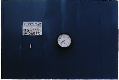 Clock on Navy Blue Wall