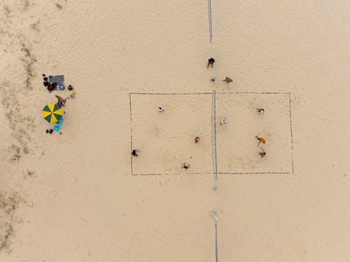 Gratis lagerfoto af beach volleyball, droneoptagelse, fugleperspektiv
