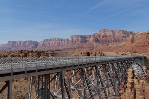 Metal Bridge over a Brown Canyon