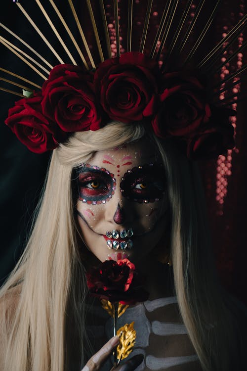 Woman Wearing a Costume and Makeup for the Day of the Dead Celebrations in Mexico 