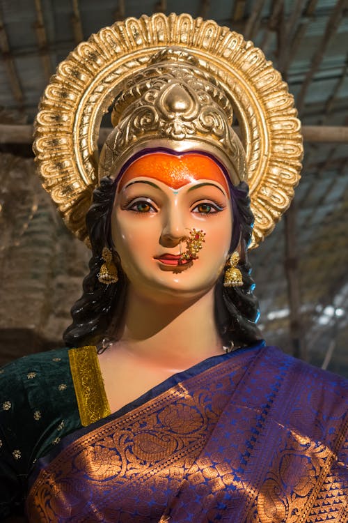 A beautiful idol of Maa Durga at a procession called Aagman Sohala in Mumbai during Navratri 2023