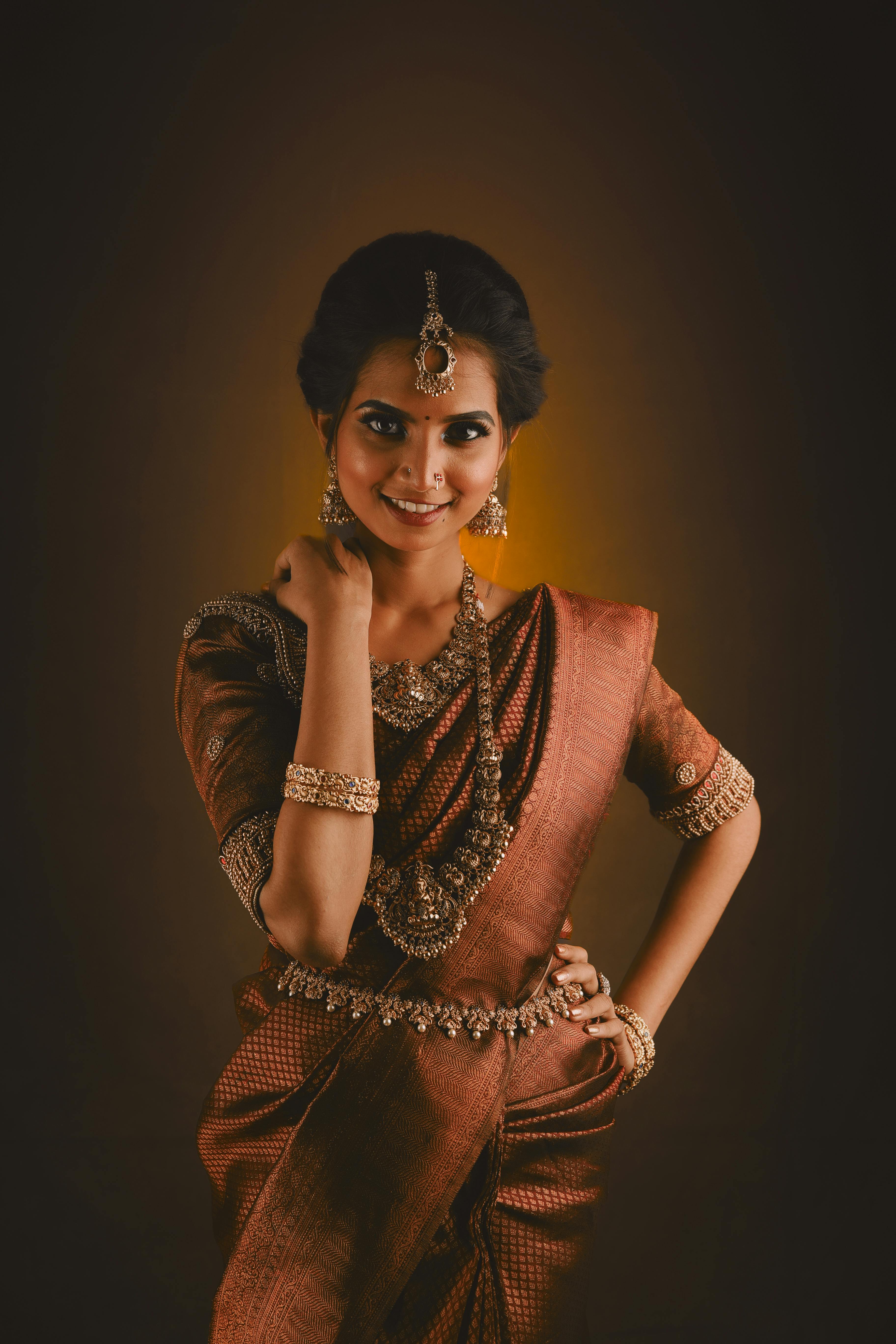 Portrait of Woman Wearing Sari · Free Stock Photo