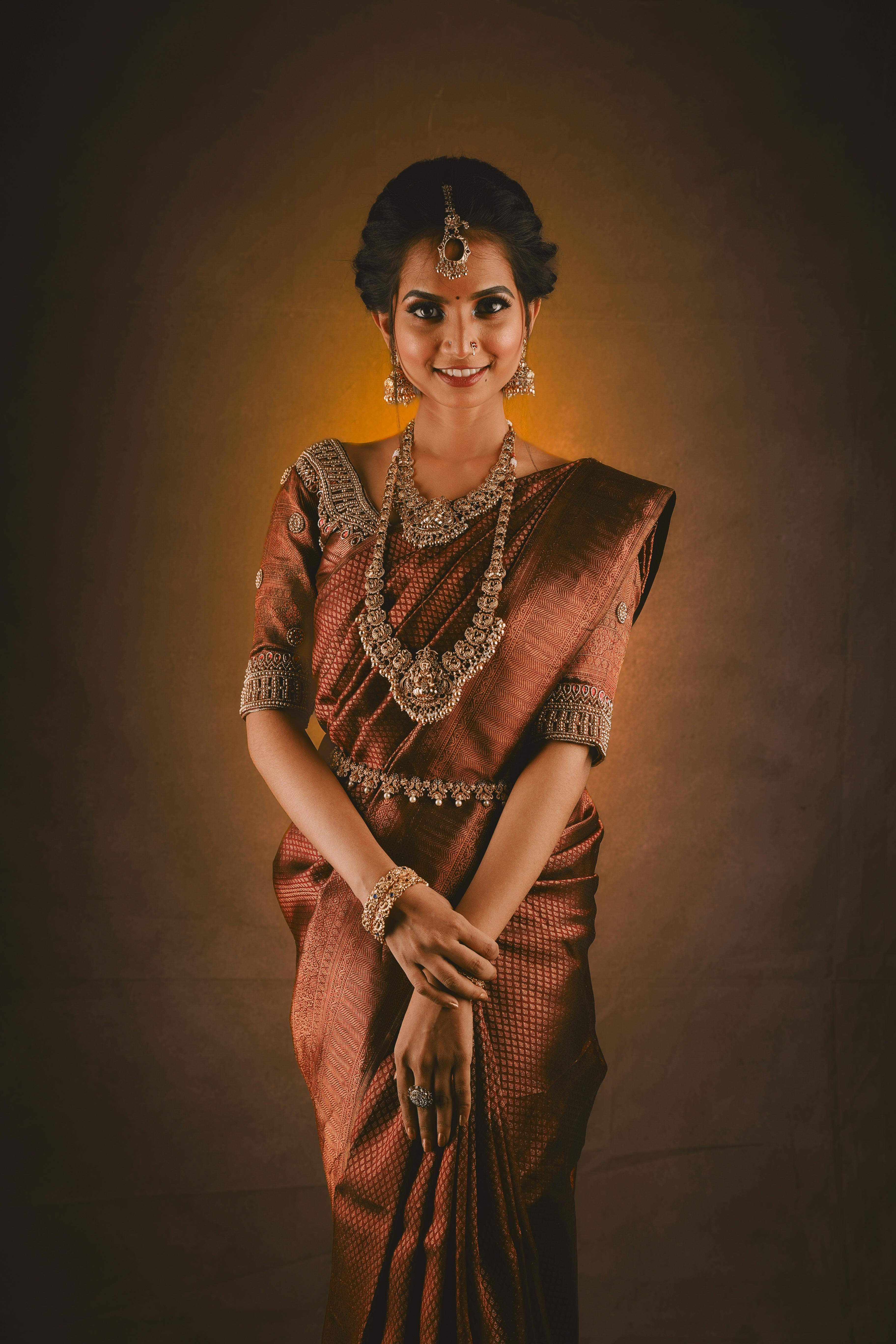 Portrait of Woman Wearing Sari · Free Stock Photo