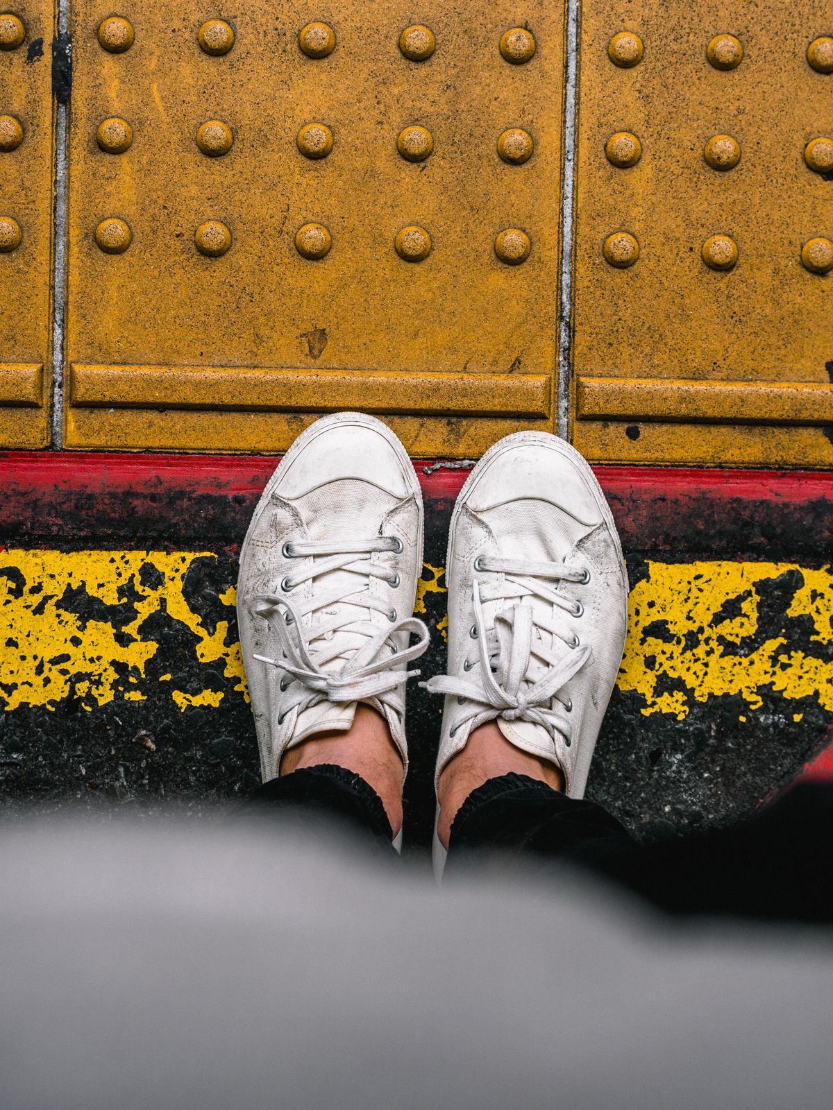Customer wearing casual footwear